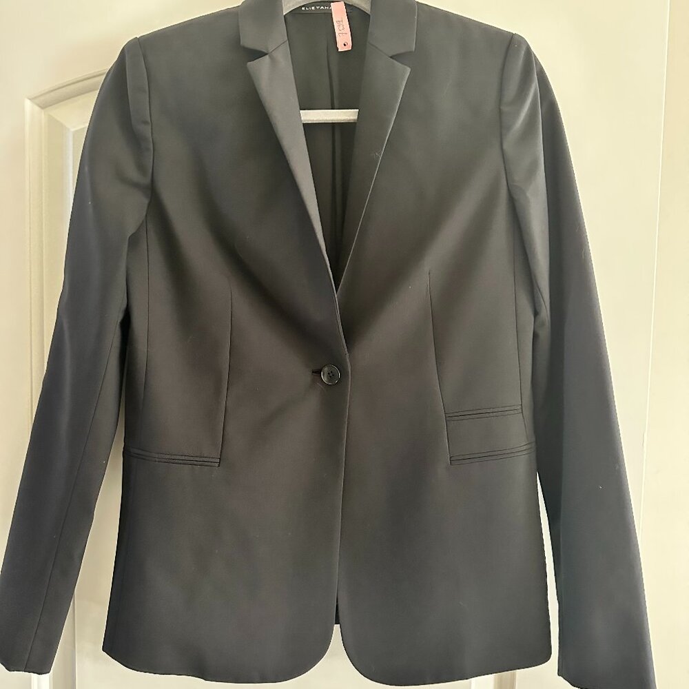 Elie Tahari Darcy Jacket - Black Structured Wool Blazer - Size 0 - Dry Cleaned